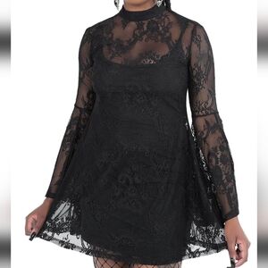 Killstar lace bell sleeve mini dress size large